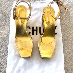 Schutz Metallic gold platform Sandals Size 6.5